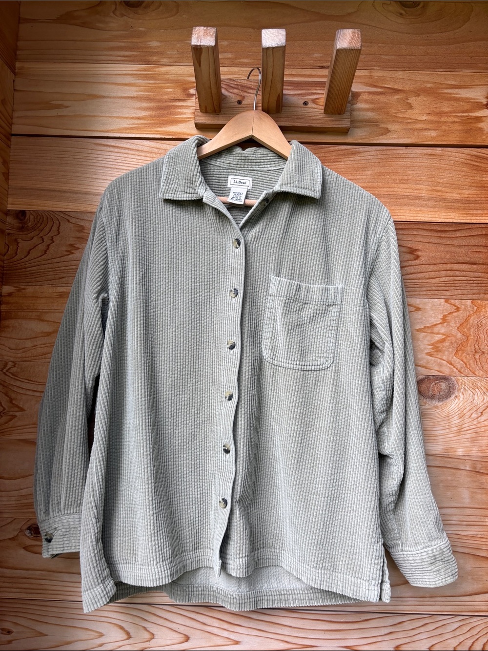 L.L.Bean Corduroy Shacket Khaki 100% Cotton M Petite